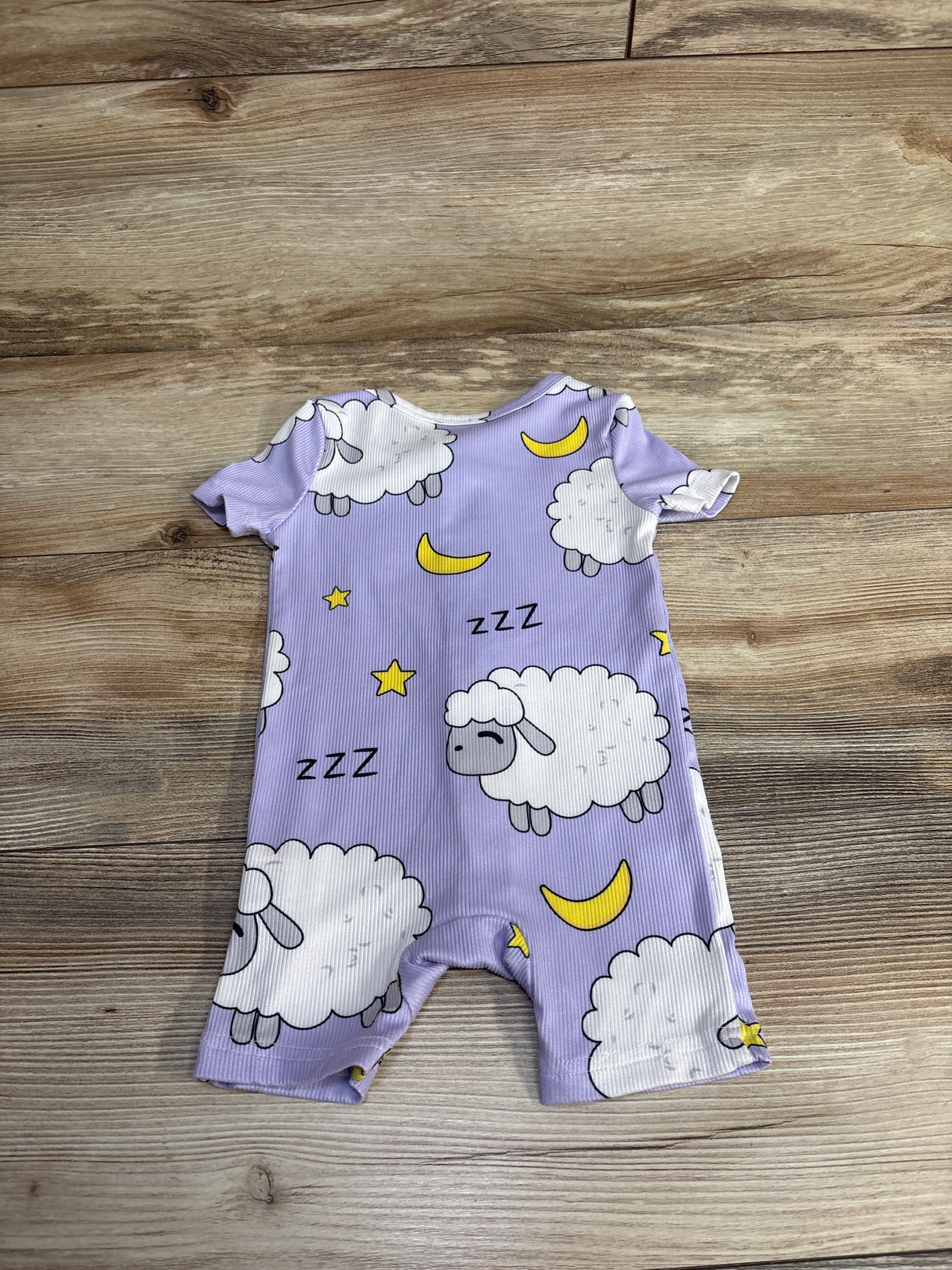 Shein Ribbed Sheep Print Shortie Romper Sleeper Lilac sz 9-12m