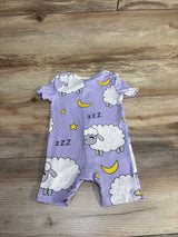 Shein Ribbed Sheep Print Shortie Romper Sleeper Lilac sz 9-12m
