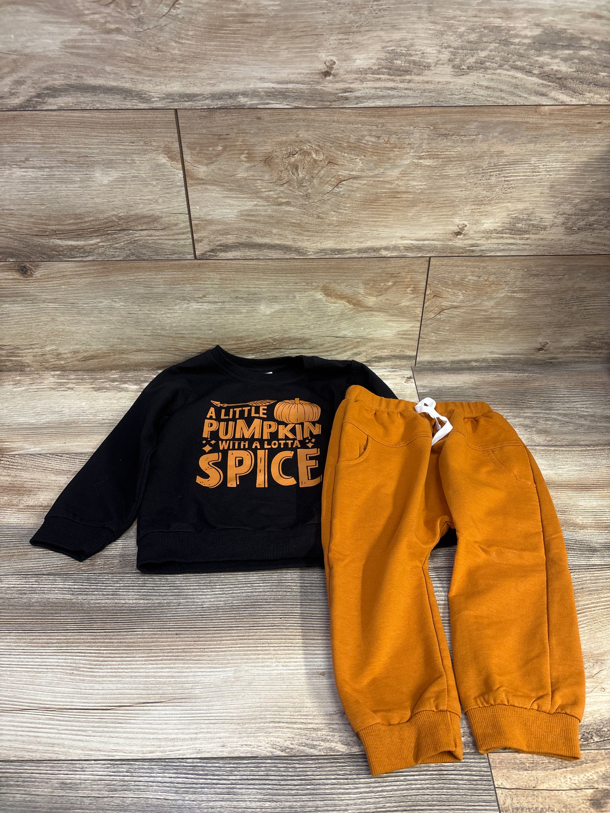 PanLidapan 2pc Pumpkin Spice Sweatshirt & Joggers Set Black sz 18m