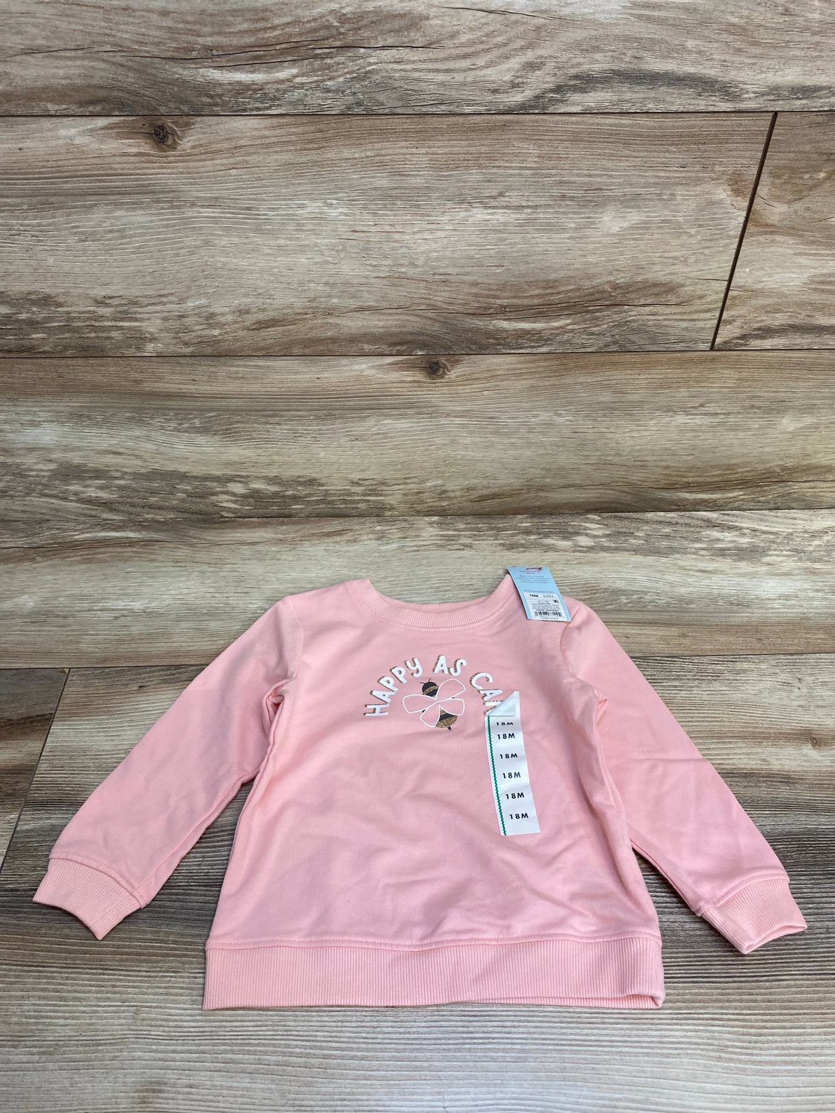 NEW Cat & Jack Happy As Can Bee Pull Over Sweater Pink sz 18m
