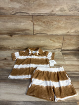 NEW Grayson Mini 2pc Textured Woven Shirt & Shorts Set Brown sz 3T