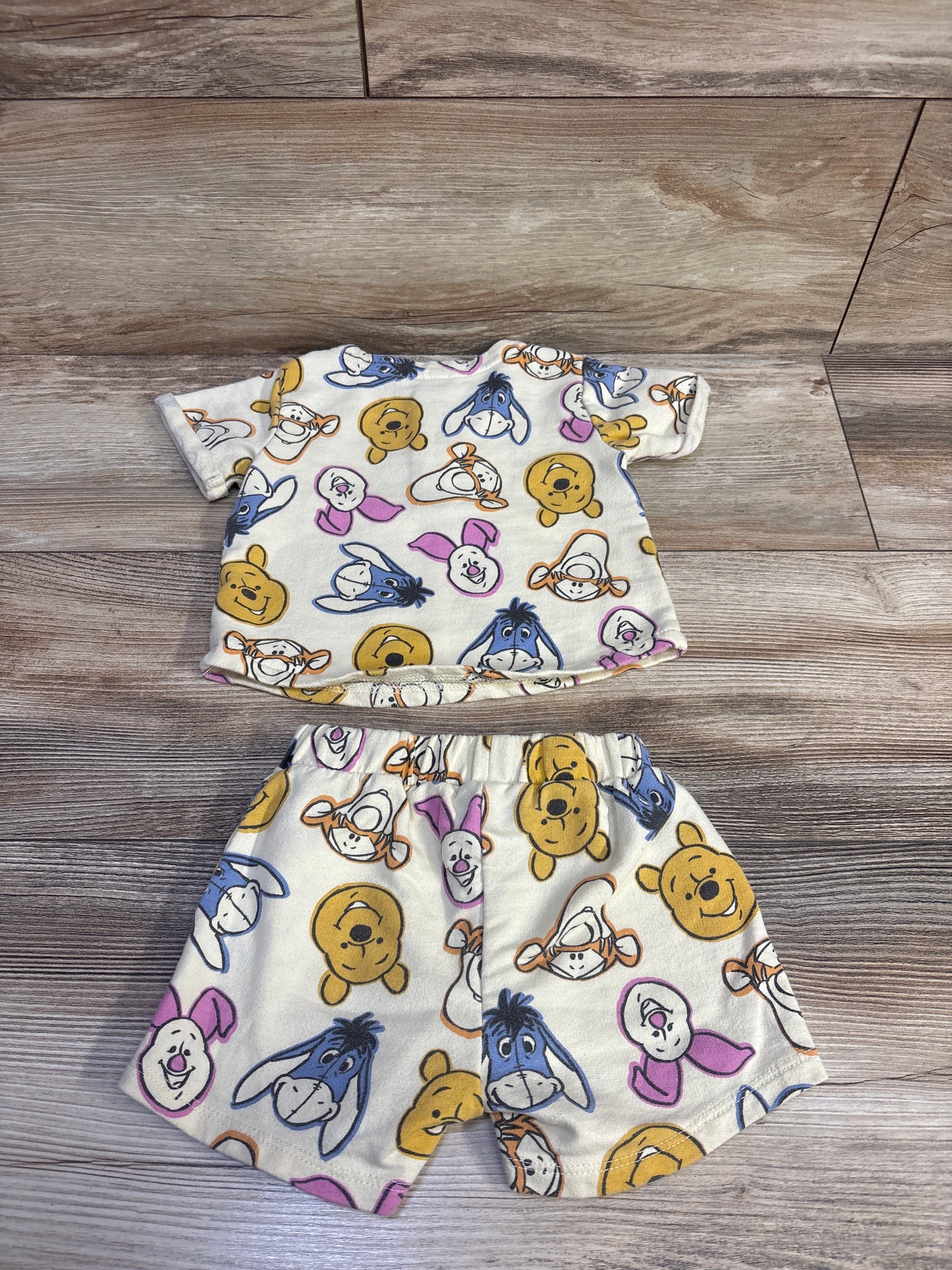 Disney Baby 2pc Winnie The Pooh Henley Shirt & Shorts Yellow sz 6-12m