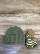 NWOT Rabbit + Bear 2pc Organic Knit Beanie & Socks Set Green sz 12m