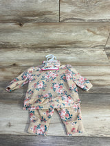NEW Little Lass 3pc Floral Shirt & Pants Set Beige sz 0-3m