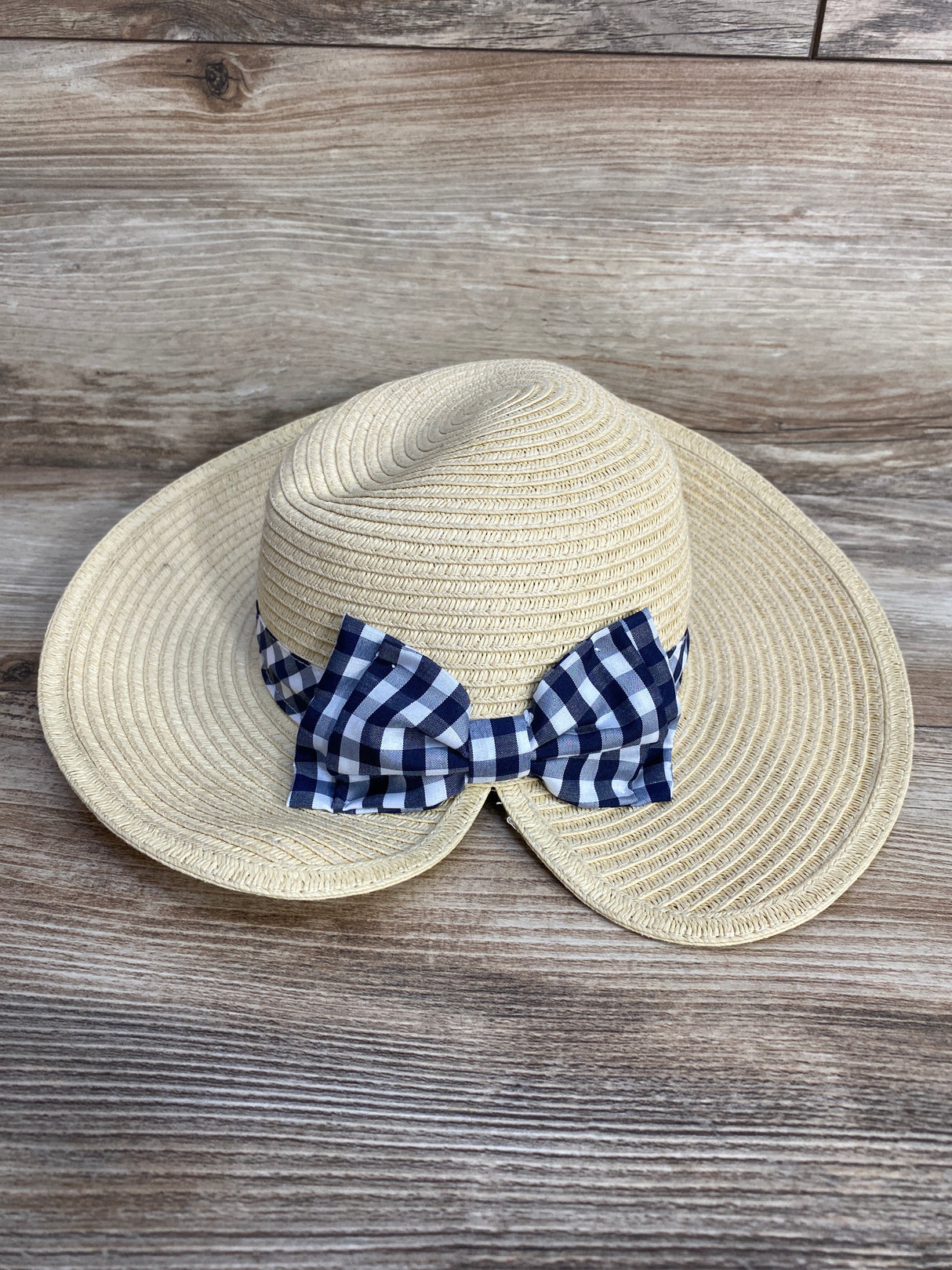 Cat & Jack Gingham Bow Straw Hat