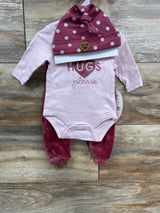 NEW Bon Bebe 3pc Bodysuit Set Pink sz 0-3m