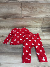 Cat & Jack 2pc Ribbed Heart Print Shirt & Pants Set Red sz 12m