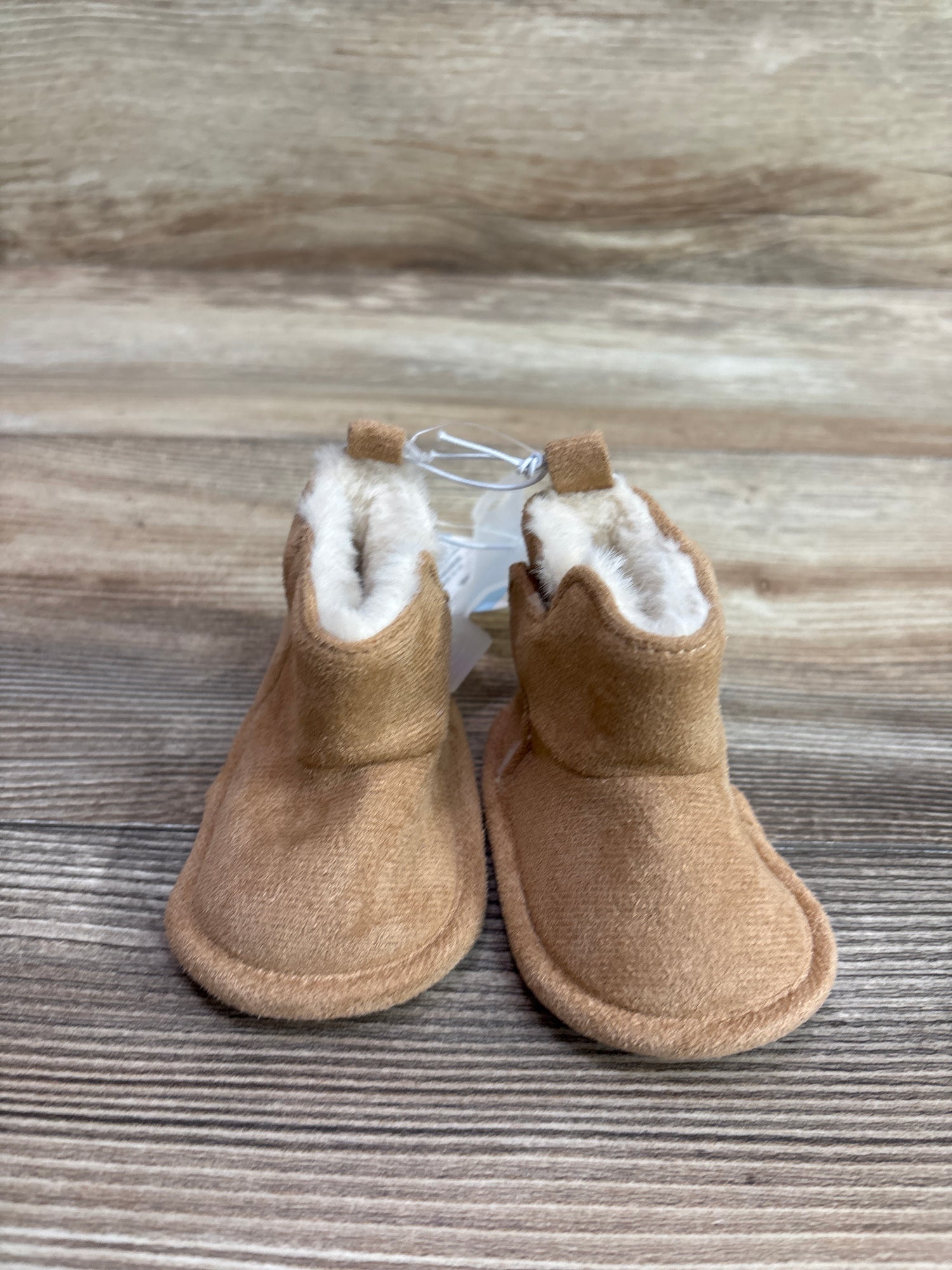 NEW Cat & Jack Faux-Fur Suede Booties Tan sz 1/2c (0-3m)