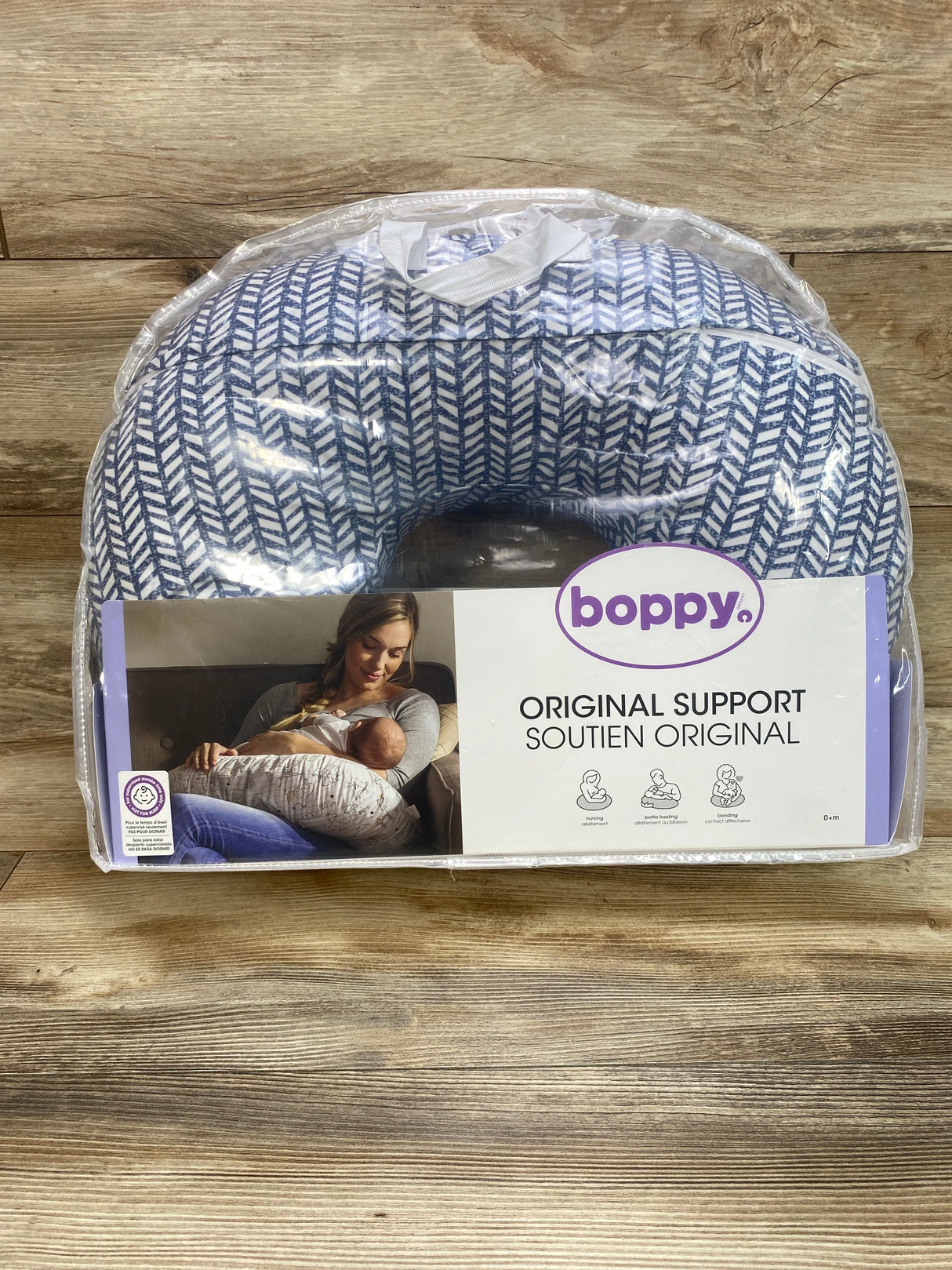 Boppy Nursing Pillow Original Support in Blue Herringbone