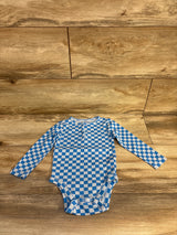 Old Navy Checkered Henley Bodysuit Blue sz 18-24m