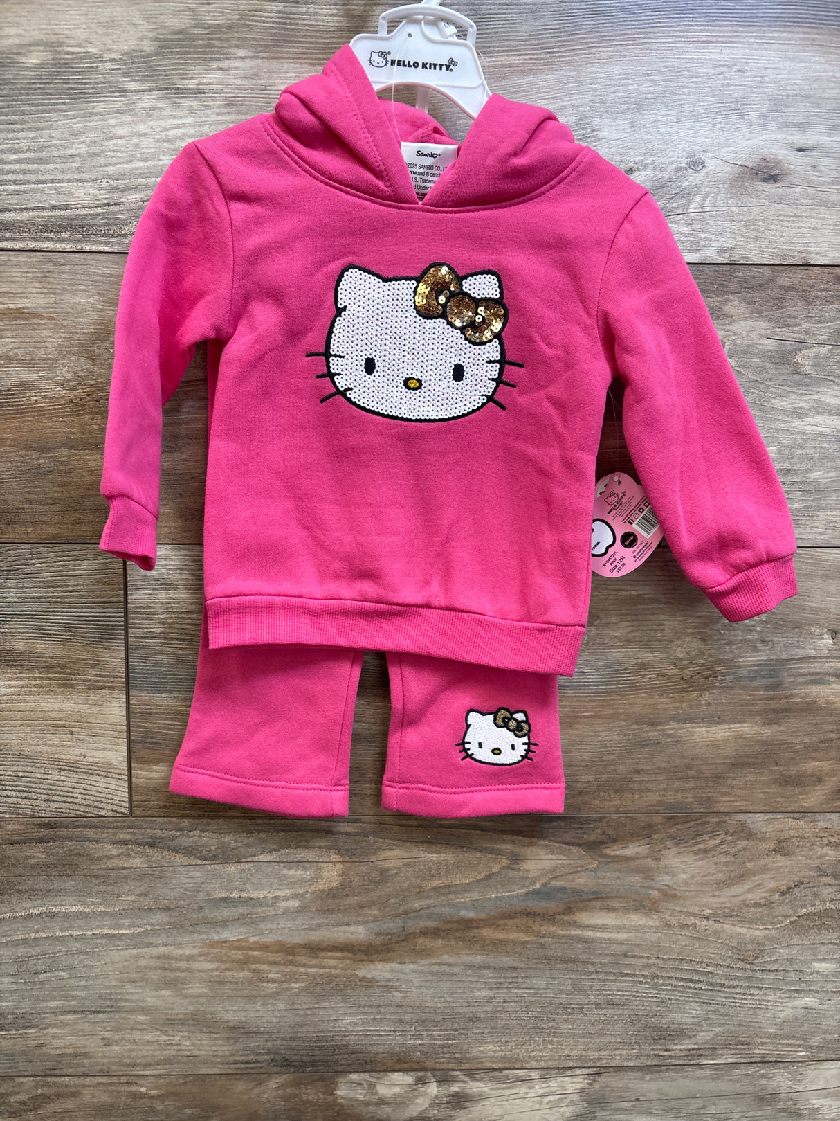NEW Hello Kitty 2pc Sequin Sweatshirt & Pants Set Pink sz 12m