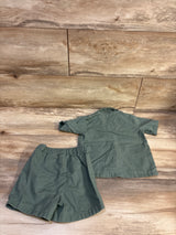 H&M 2pc Button Up Shirt & Shorts Set Green sz 12m