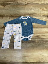 Lila & Jack 2pc Beep Beep Bodysuit & Pants Blue sz 3-6m