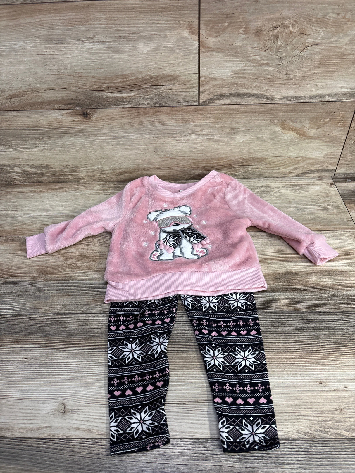 NEW Sweet Butterfly 2pc Plush Sweatshirt & Snowflake Pants Set Pink sz 2T