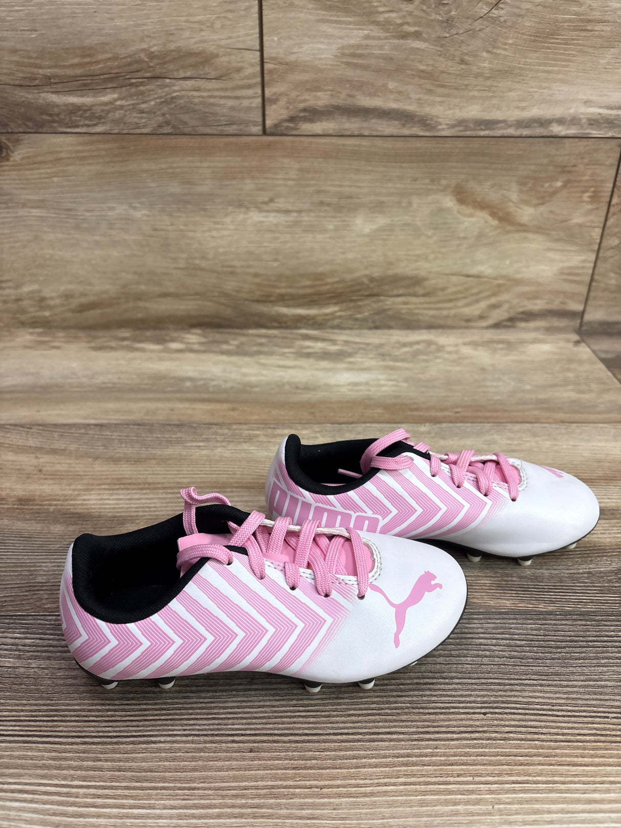 PUMA Tacto II FG Junior Soccer Cleats White/Pink sz 11c