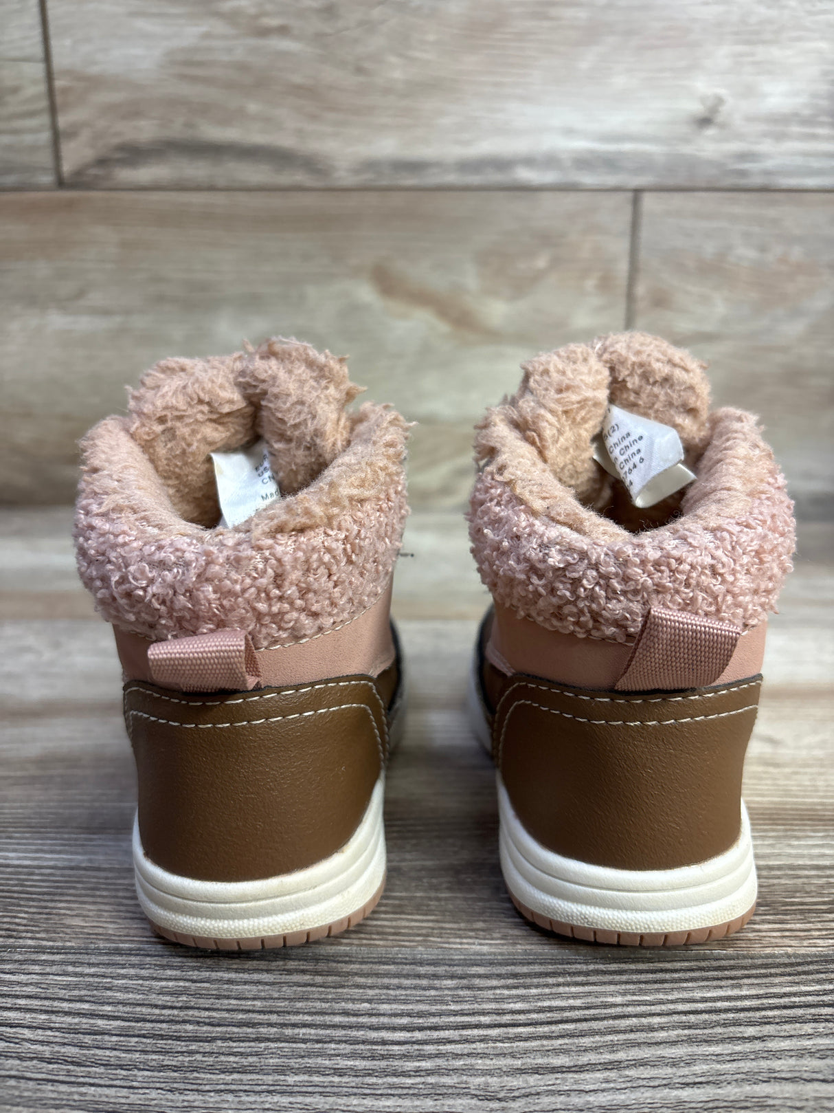 H&M Waterproof High Top Faux Fur Lined Winter Boots, Brown/Pink sz 5.5c