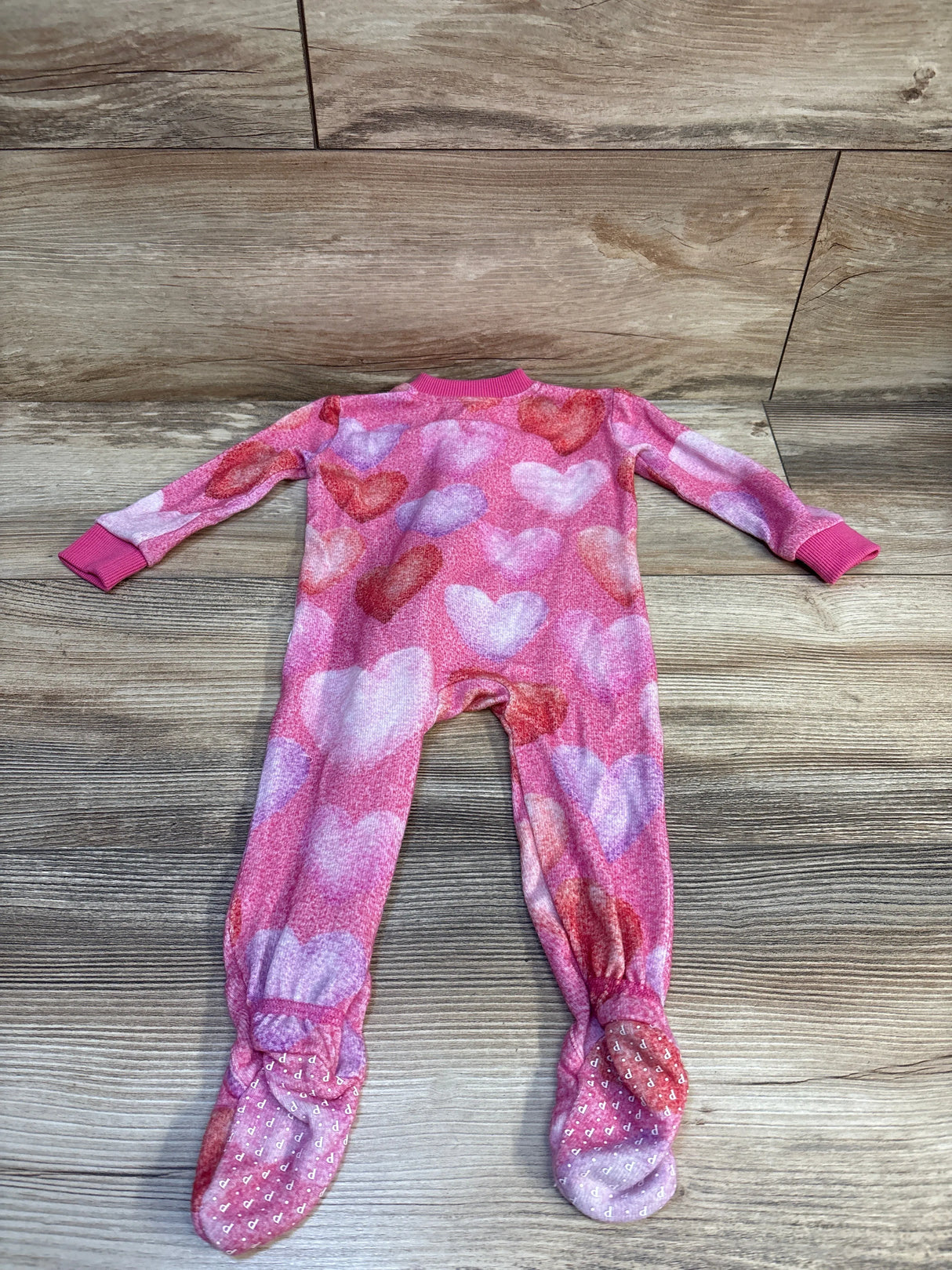 Posh P Pacci Hearts Footie Pink sz 3-6m