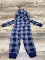 Carter's Plaid Hooded Fleece Coverall Navy sz 12m