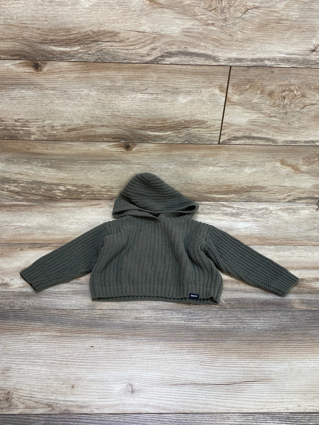 DKNY Chenille Hooded Sweater Green sz 12m