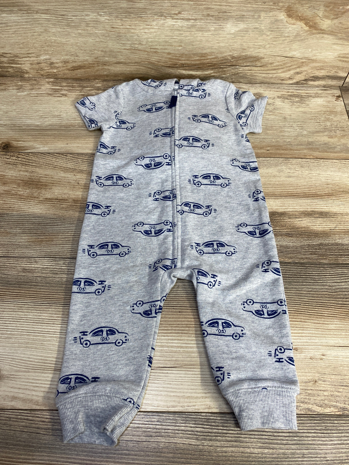 Carter's Car Print Hooded Romper Grey sz 9m