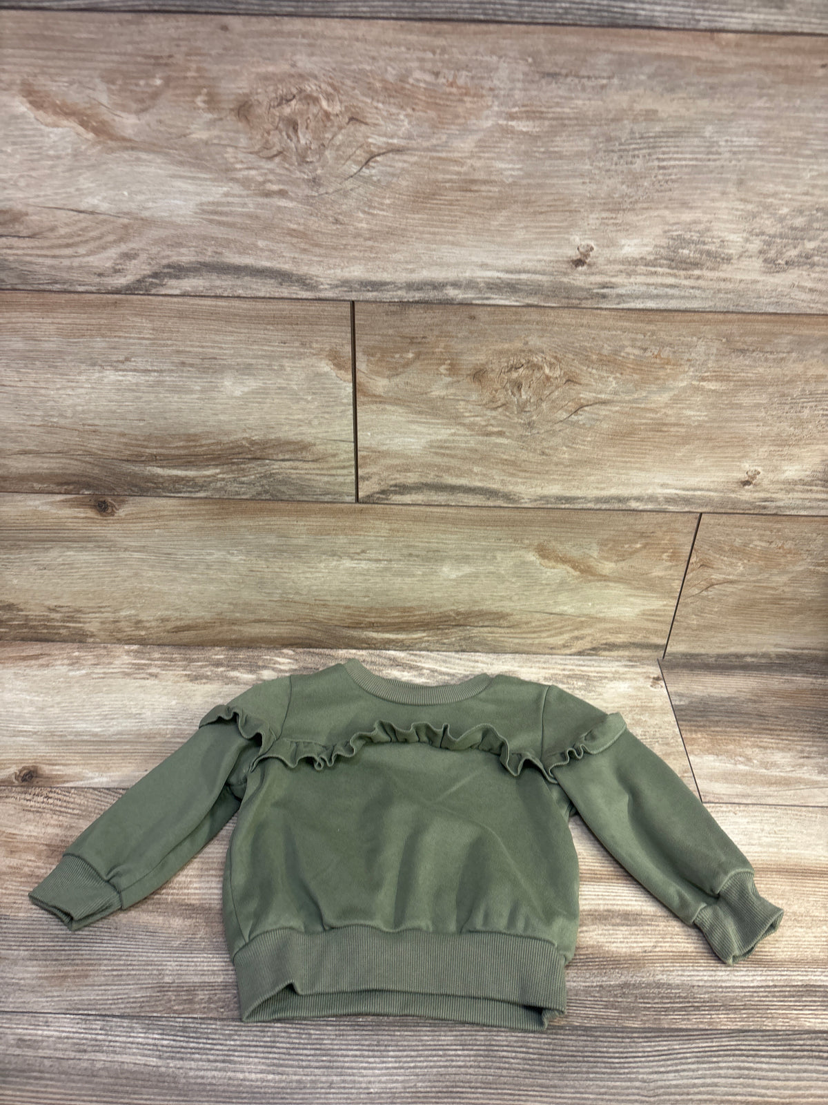 Just Lizzy Ruffled Pullover Sweatshirt Green sz 2T