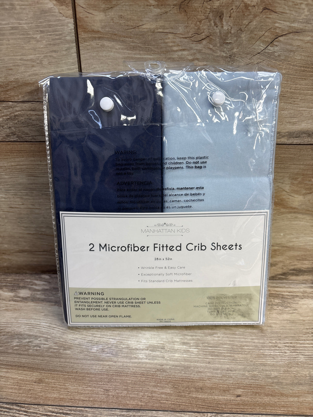 NEW Manhattan Kids 2pk Microfiber Fitted Crib Sheets Blue 28x52''