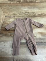 Little Bipsy Ribbed 2-Way Zip Romper Taupe sz Newborn