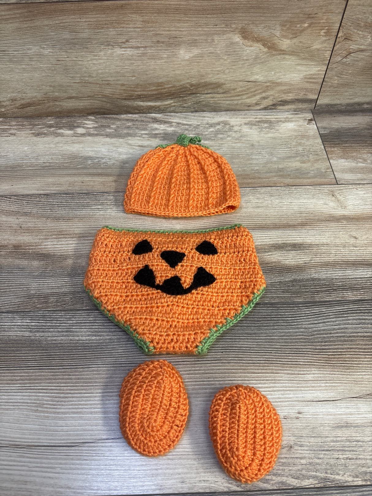 So 'Dorable 3pc Crochet Pumpkin Diaper Cover, Booties, & Hat Set Orange sz 0-6m