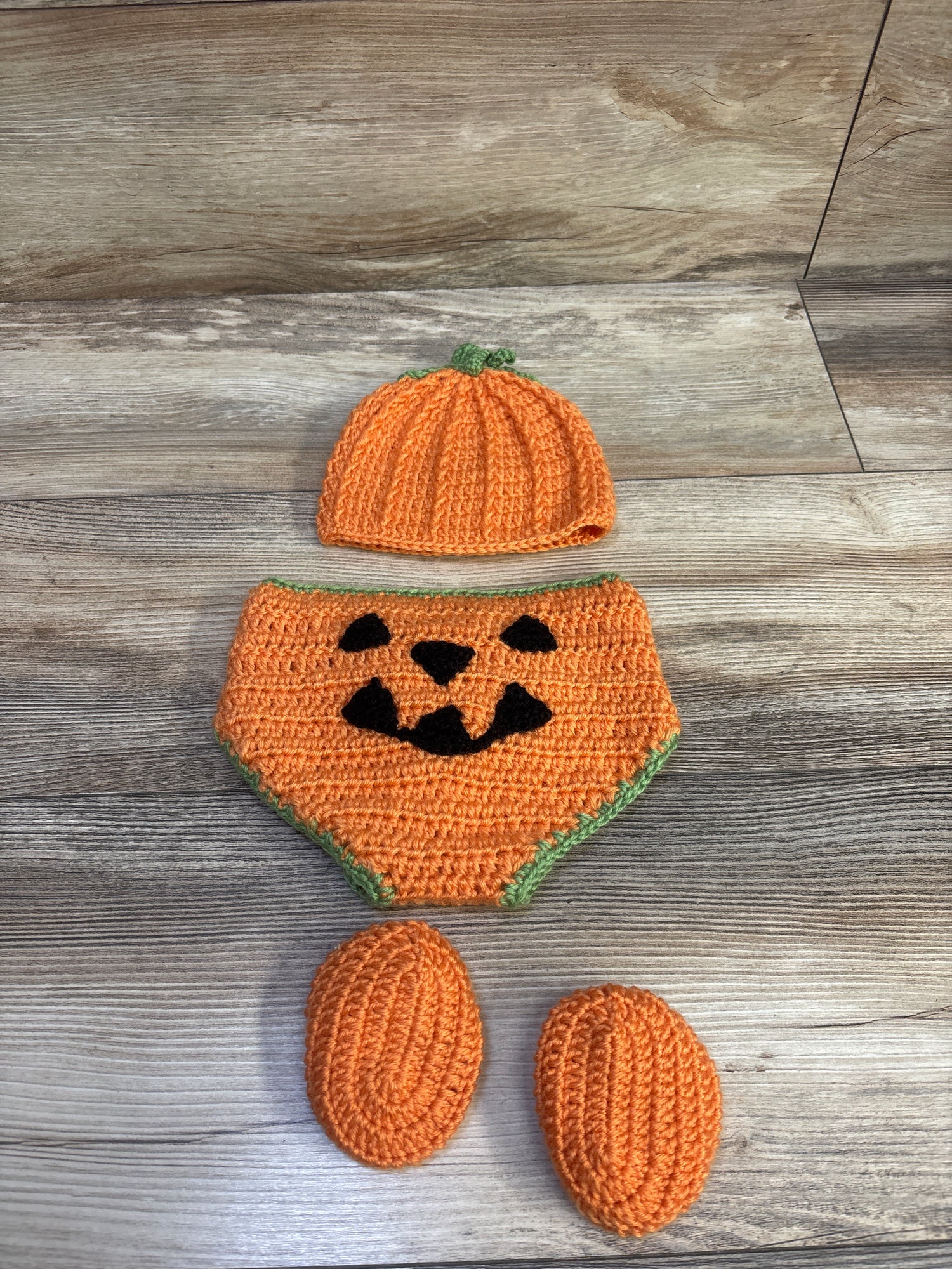 So 'Dorable 3pc Crochet Pumpkin Diaper Cover, Booties, & Hat Set Orange sz 0-6m