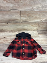 Cat & Jack Plaid Hooded Flannel Shirt Red sz 2T