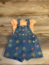 Little Lass 2pc Ribbed Shirt & Embroidered Skirtall Set Orange sz 18m