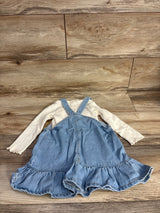 Mamino 2pc Ribbed Shirt & Denim Skirtall Ivory sz 12m