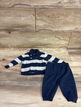 Edgehill Collection 2pc Knit Striped Sweater & Pants Set Navy sz Newborn