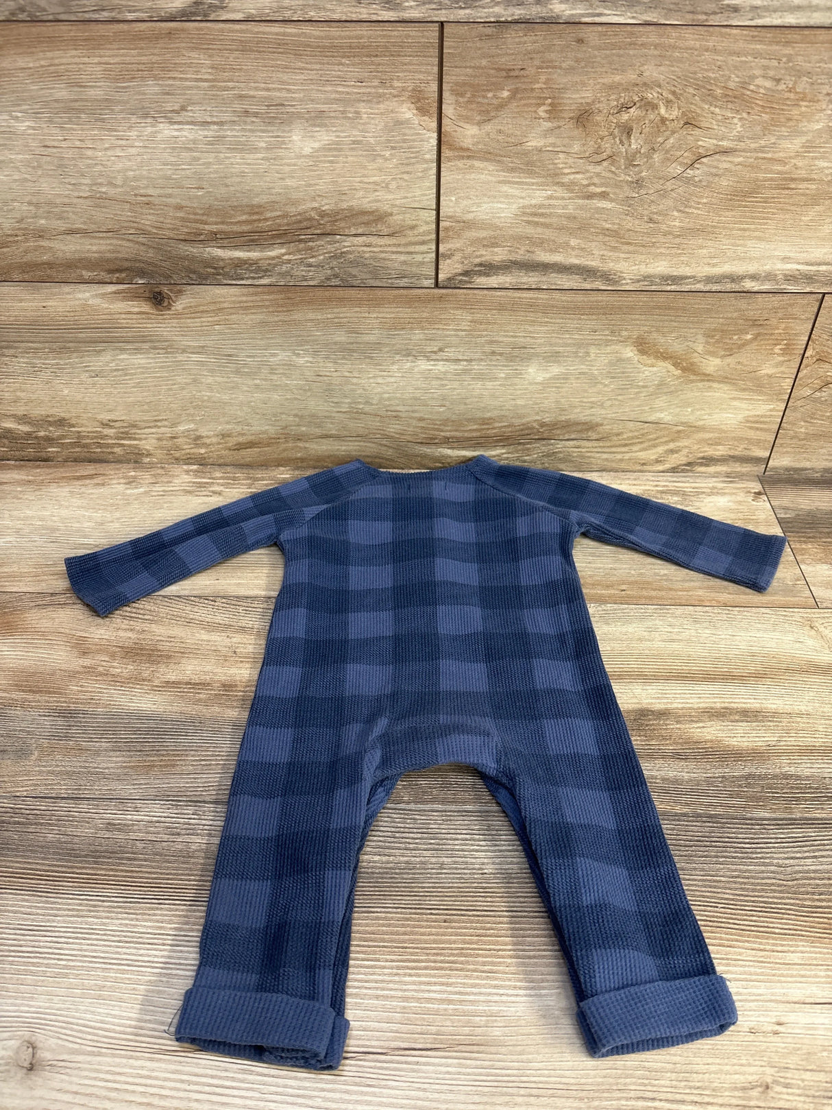 Mud Pie Waffle Knit Checkered Coverall Blue sz 6-9m