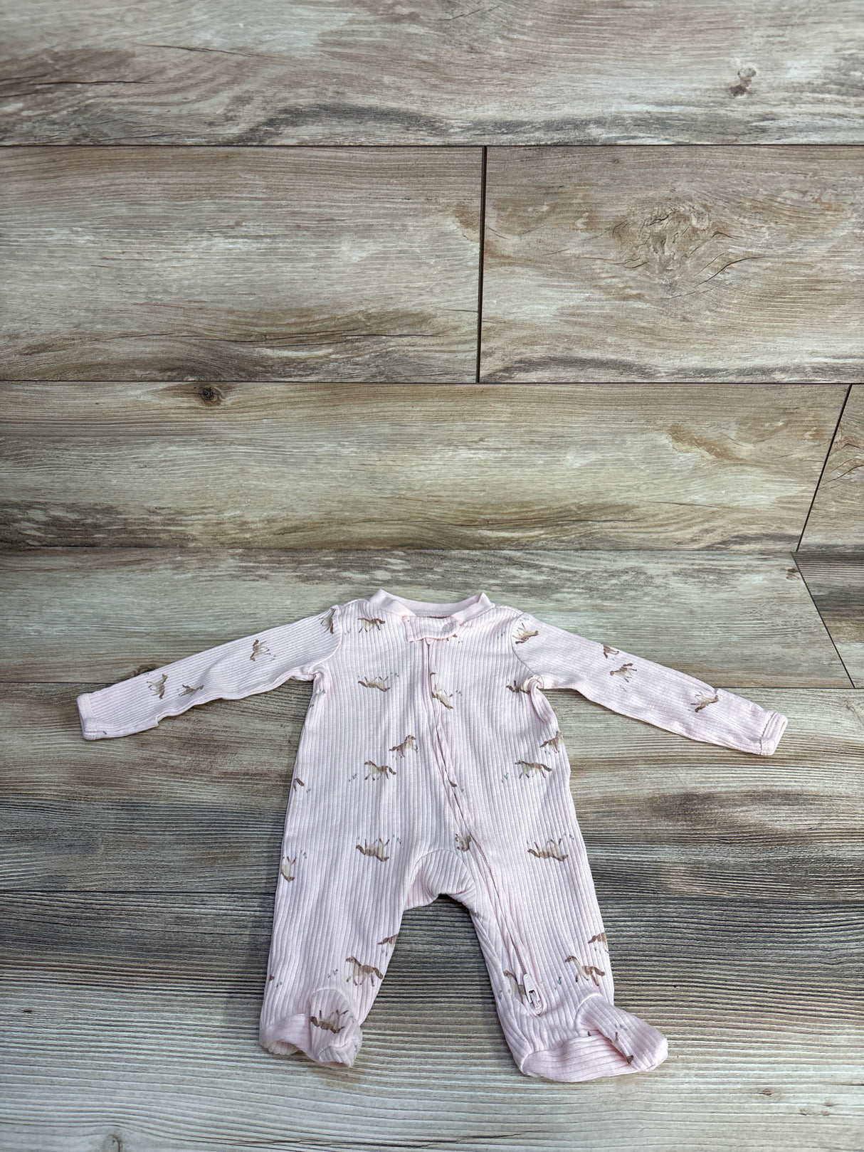 Carter's Ribbed Horse Print Sleeper Pink sz Newborn