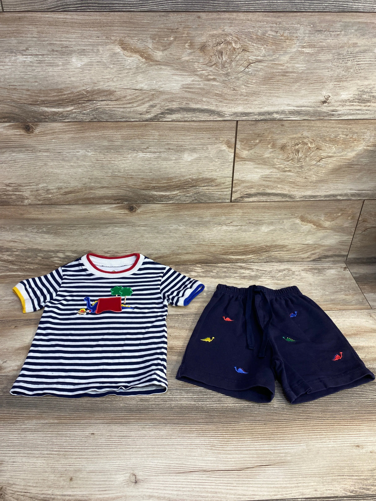 Florence Eiseman 2pc Striped Shirt & Shots Navy sz 3T **