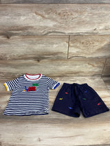 Florence Eiseman 2pc Striped Shirt & Shots Navy sz 3T **