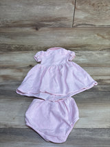 Ralph Lauren 2pc Striped Knit Oxford Dress & Bloomers Set Pink sz 12m