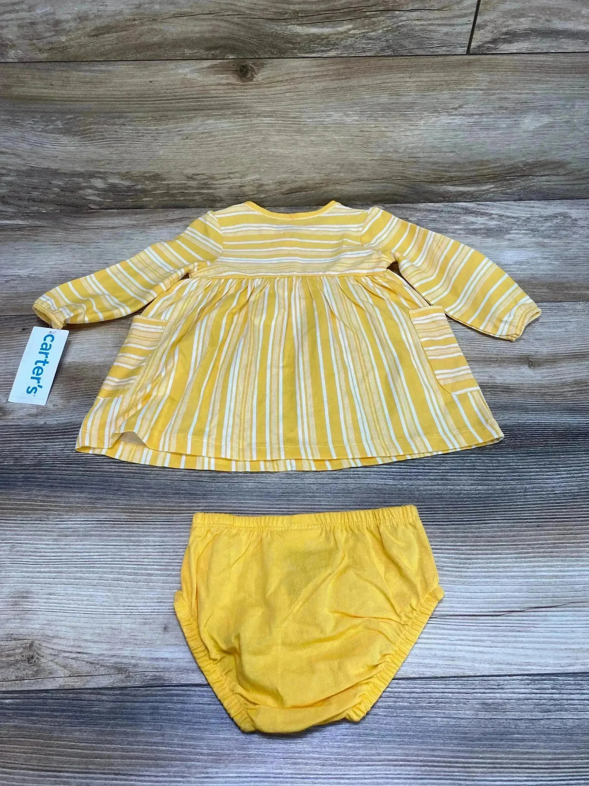 NEW Carter's Striped Dress & Bloomers Yellow sz 6m