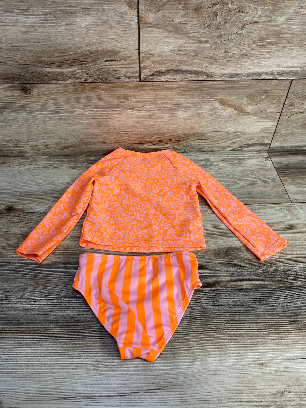 Cat & Jack 2pc Floral Rashguard Swimsuit Set Orange sz 18m