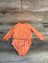 Cat & Jack 2pc Floral Rashguard Swimsuit Set Orange sz 18m