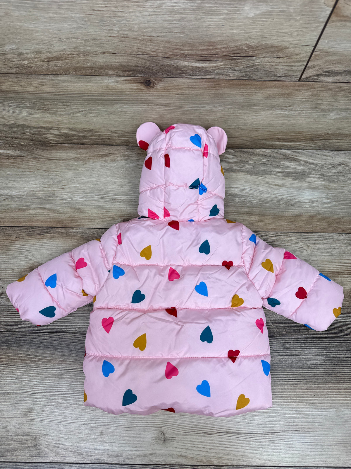 Old Navy Water-Resistant Hooded Critter Puffer Jacket Pink sz 3-6m