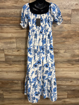 NEW Pinup Fashion Maternity Floral Smocked Maxi Dress White sz Small/Medium