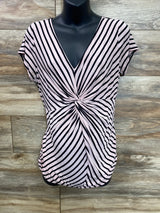 Motherhood Maternity Striped Front Twist Top Pink sz Large