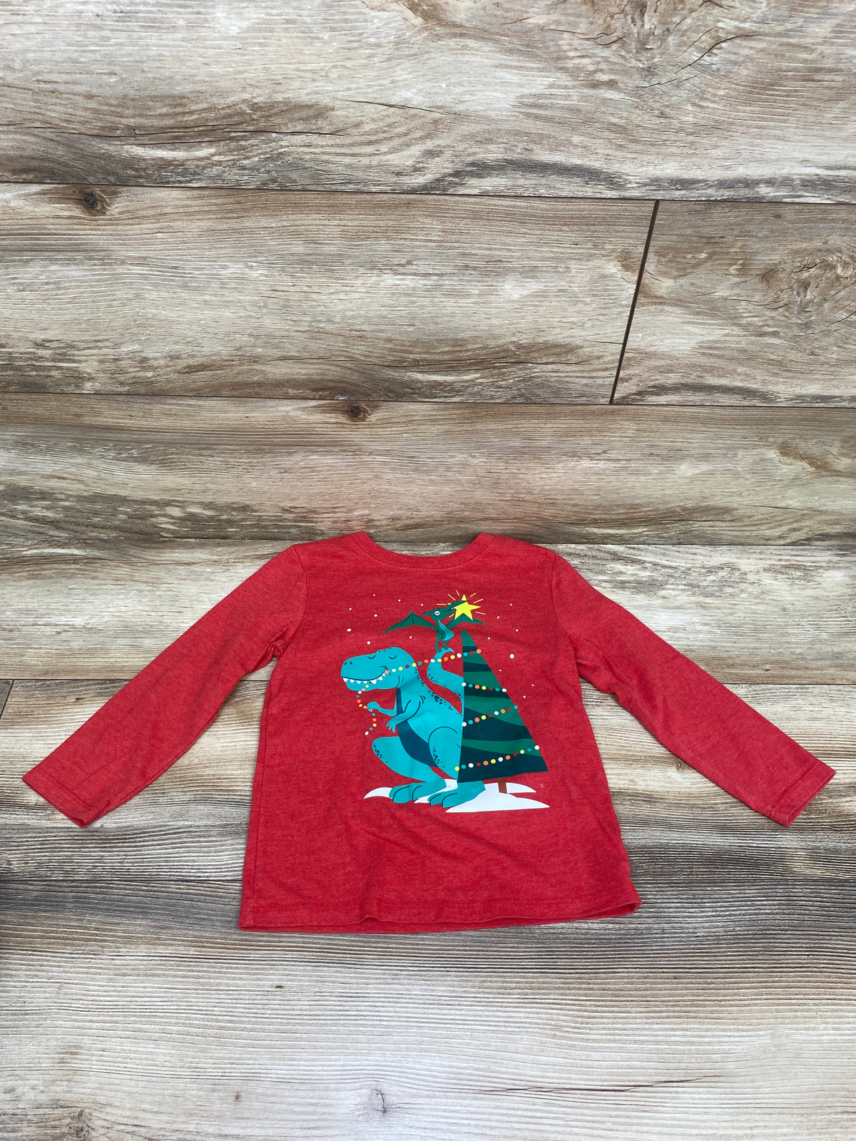 Cat & Jack Dinosaur Christmas Tree Shirt Red sz 4T