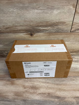 Sealed cardboard box labeled Hygeia Express Breast Pump on wood surface with shipping and product details