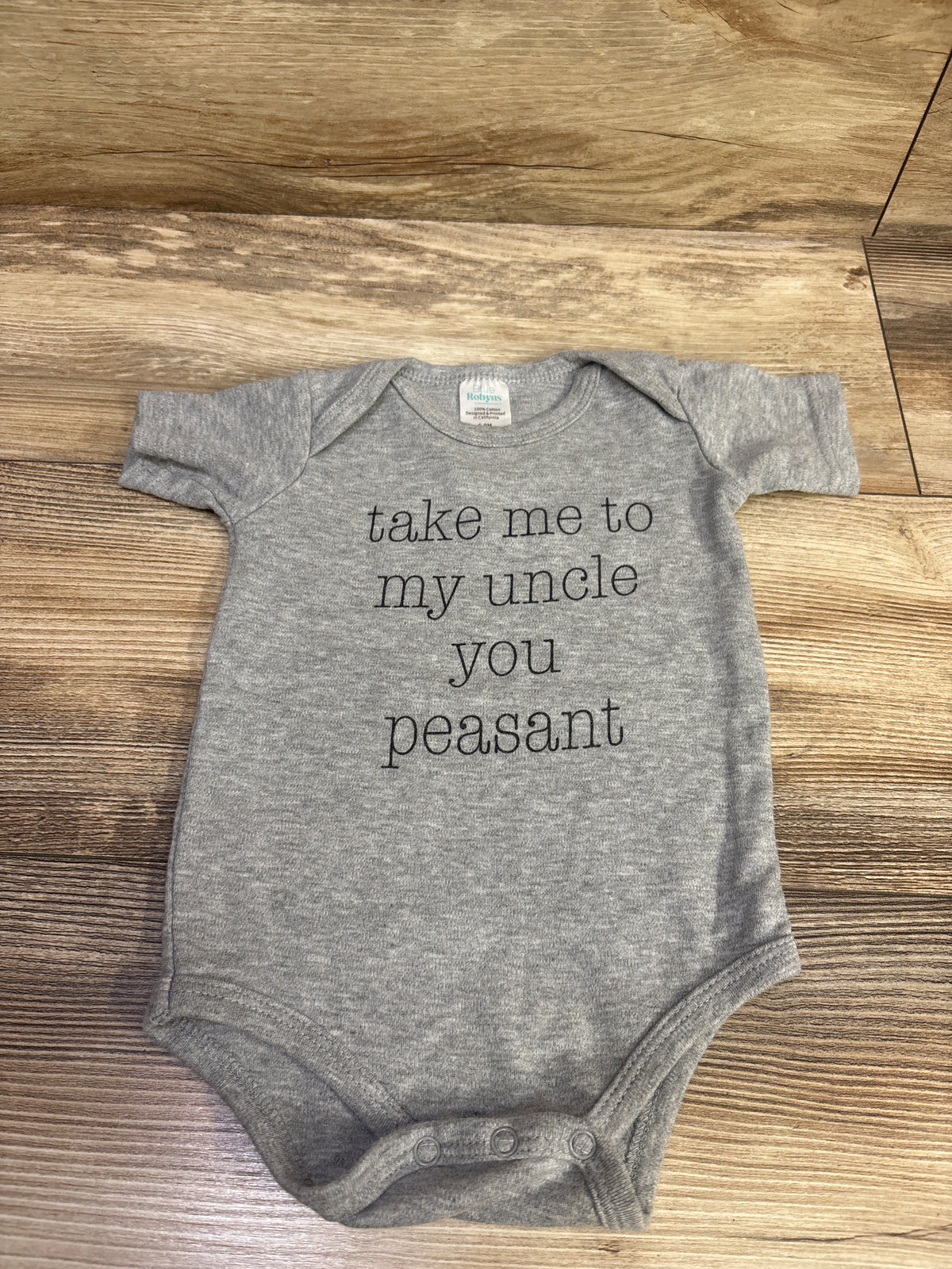 Blue Robyns 'Take Me To My Uncle You Peasant' Bodysuit Grey sz 6-9m