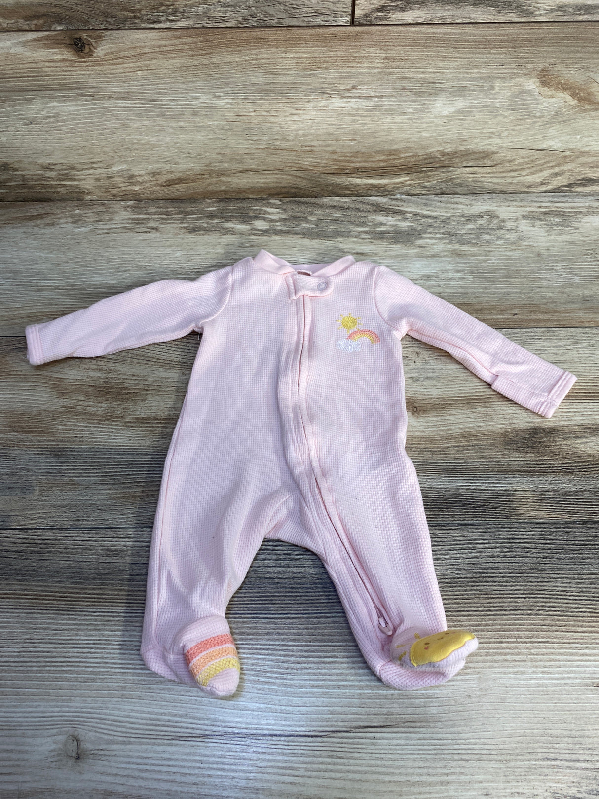 Just One You Thermal Sun & Rainbow Print Sleeper Pink sz Newborn