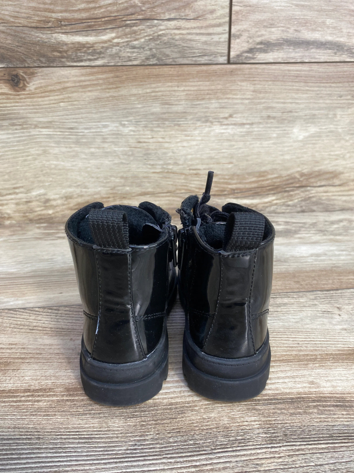 H&M Shiny Lace Up Boots Black sz 7.5c