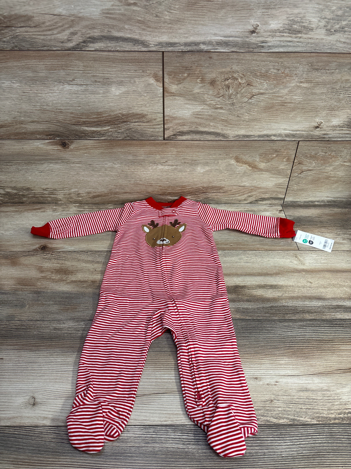 Carter's Striped Reindeer Sleeper Red/White sz 9m